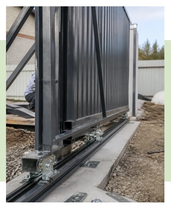 Откатные ворота из профнастила под ключ с установкой в Кимовске